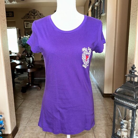 My Son's Wings Cover My Heart Ladies Cut T-Shirt - Picture 1 of 5